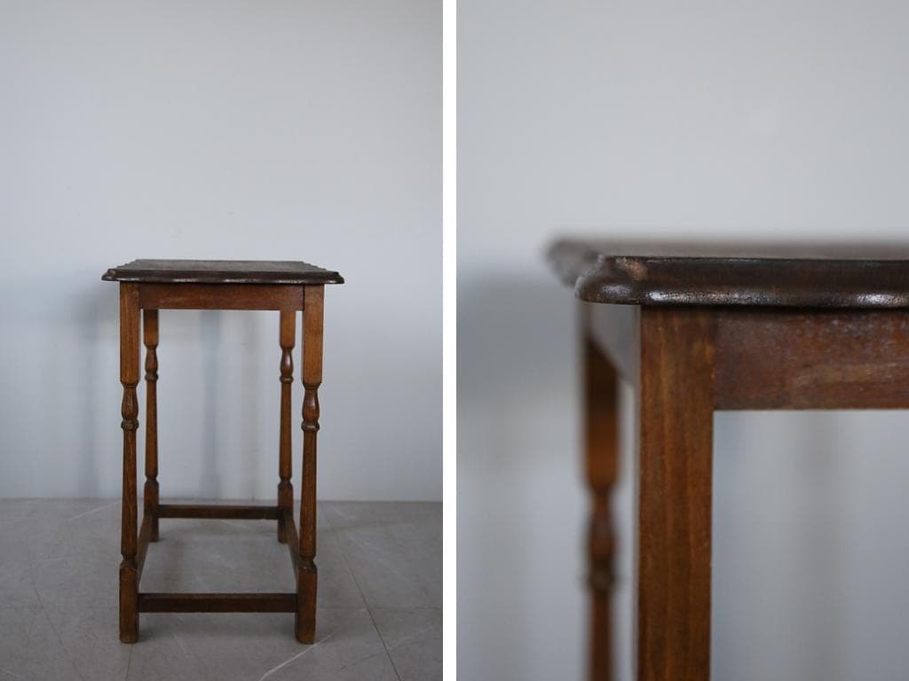 英国アンティーク木製サイドテーブル/オケージョナル机/飾り棚/花台(91-176