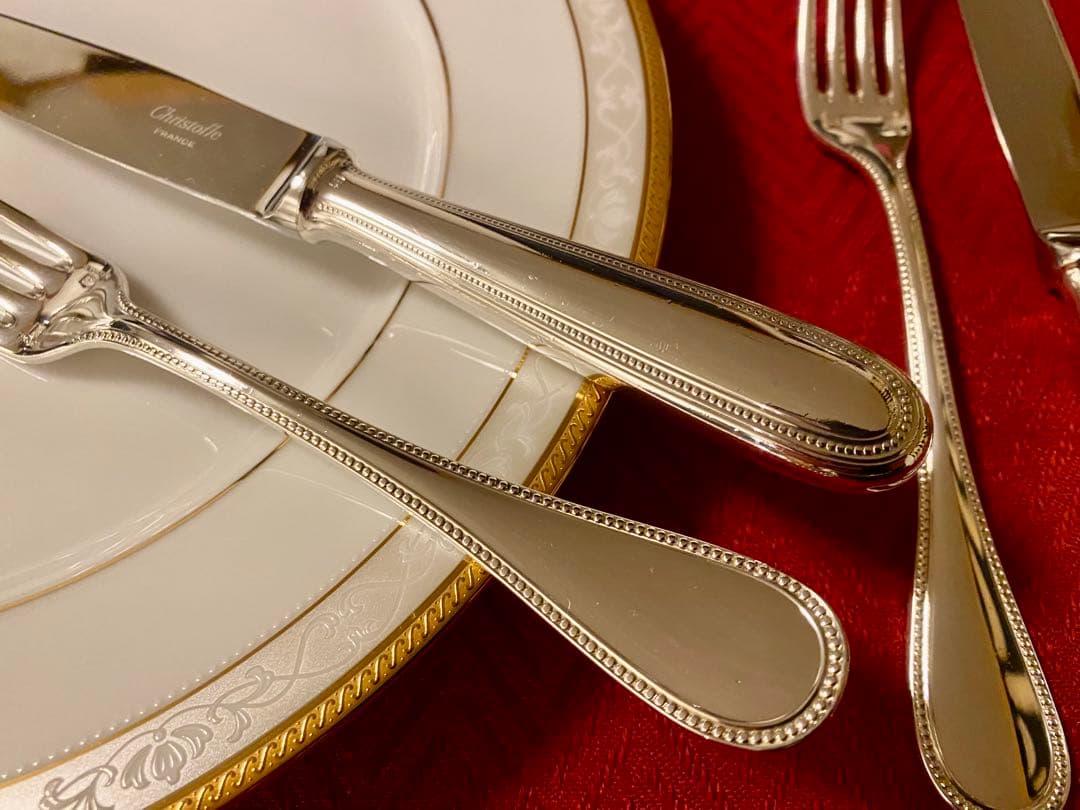 【上品なパール☆美品☆】クリストフル パール スタンダードカトラリー ペアセット