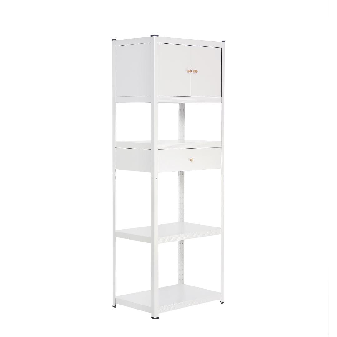 タイムセール！スチール製収納ラック【タイプC】　可動棚　大容量　WHITE