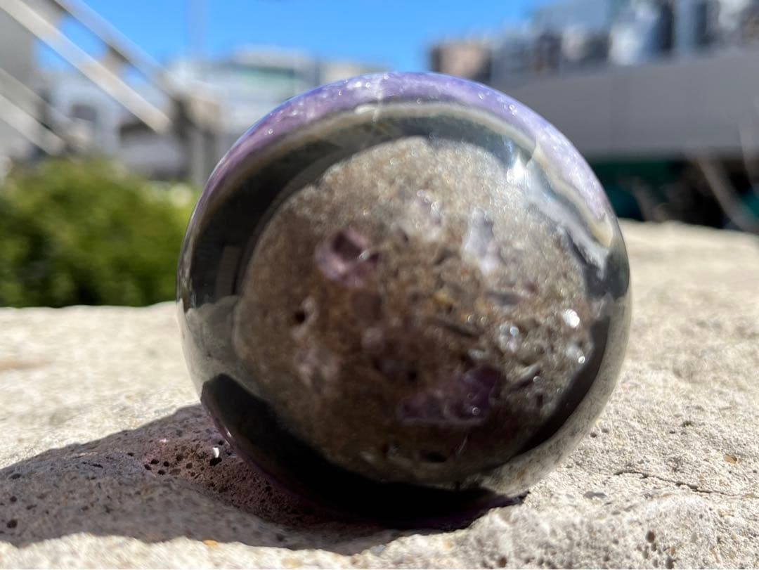 【来福】ウルグアイ産⭐️アメジスト笑口⭐️龍穴⭐️N7⭐️台座付き