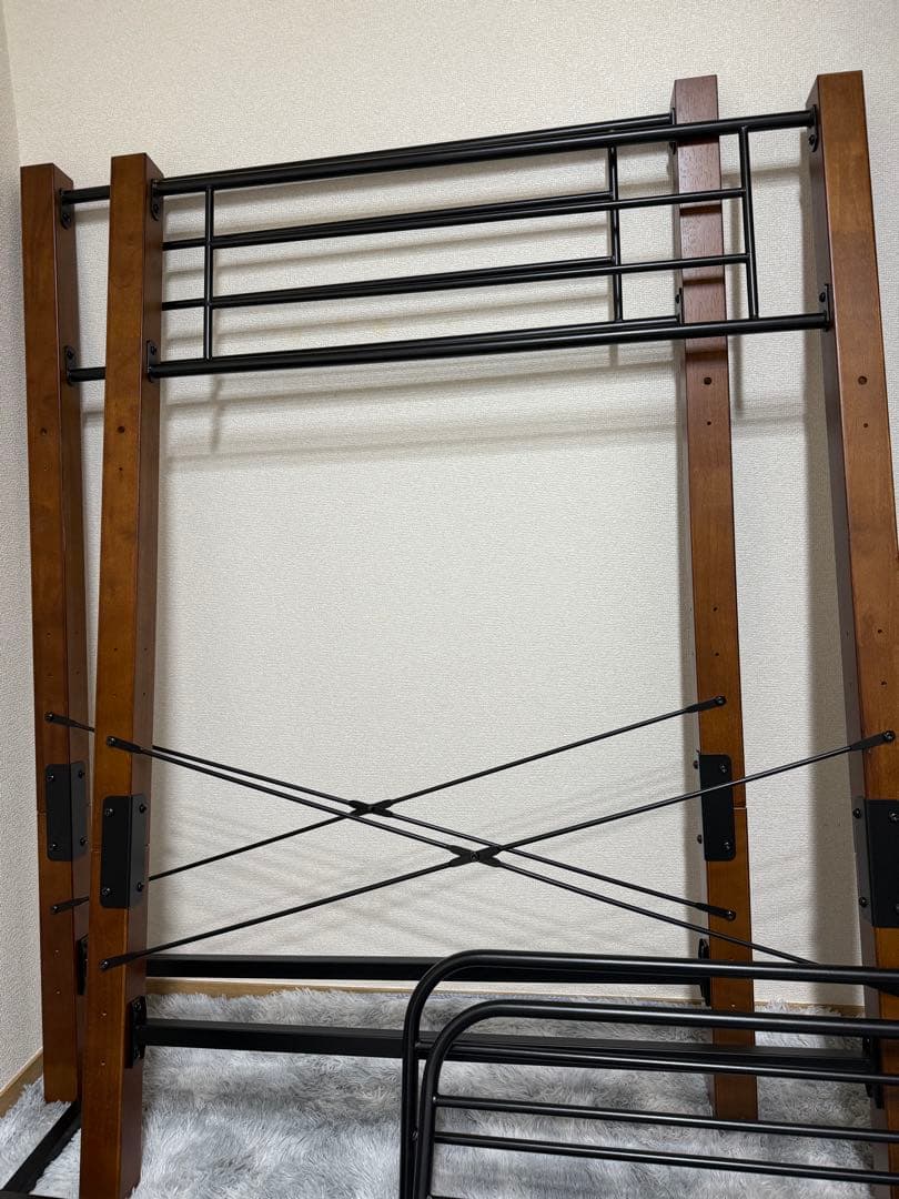 【RASIK】ロフトベッド Secreteミドルタイプ　ブラウン✖️ブラック