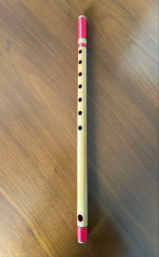 【MIK】竹製 篠笛 赤装飾 約50cm 3本調子　さんさ踊り