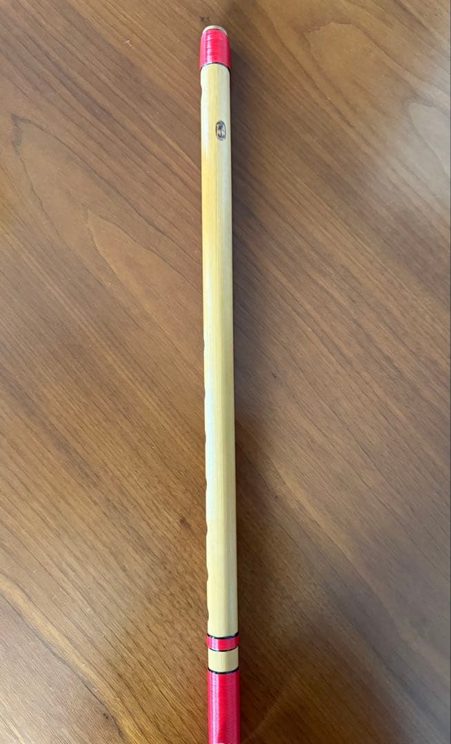 【MIK】竹製 篠笛 赤装飾 約50cm 3本調子　さんさ踊り