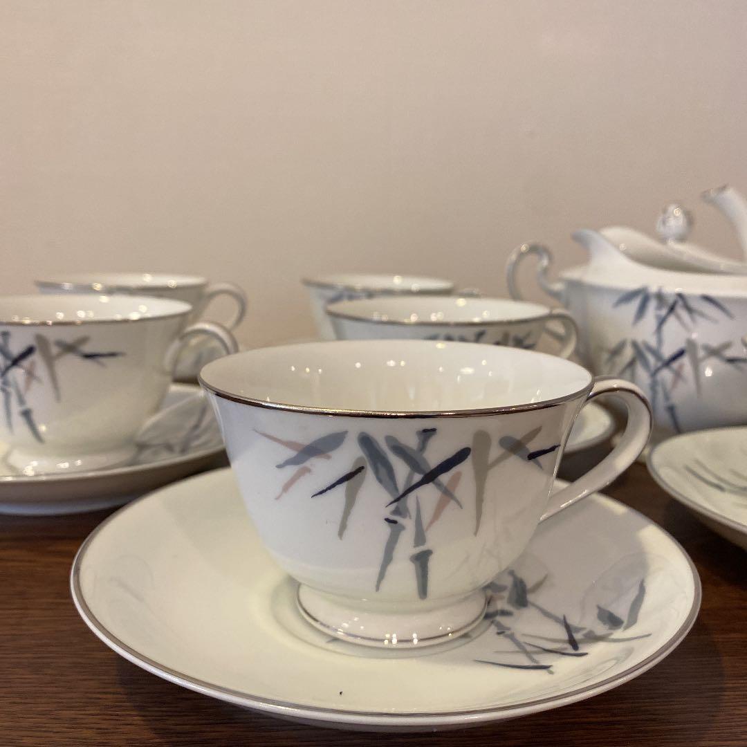 稀少品　ノリタケ　ティーセット　23ピース 　竹文　銀彩　レトロ　アンティーク