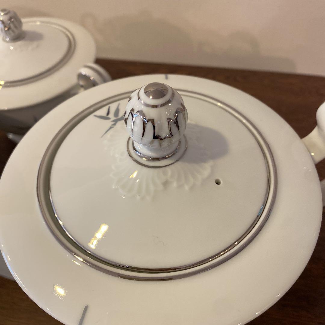 稀少品　ノリタケ　ティーセット　23ピース 　竹文　銀彩　レトロ　アンティーク