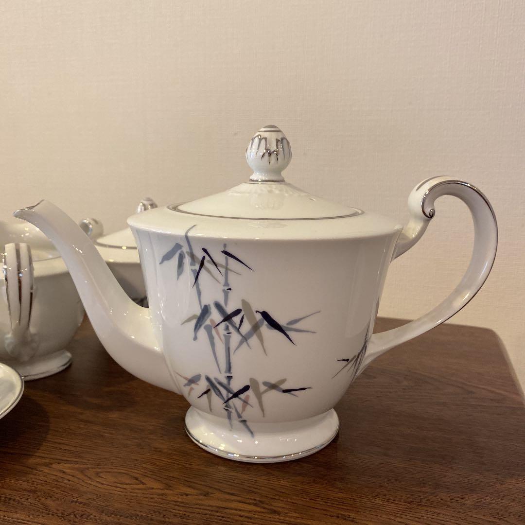 稀少品　ノリタケ　ティーセット　23ピース 　竹文　銀彩　レトロ　アンティーク