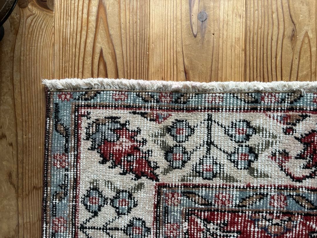 ヴィンテージトルコラグ 大判/ディープレッドとブルーグレー