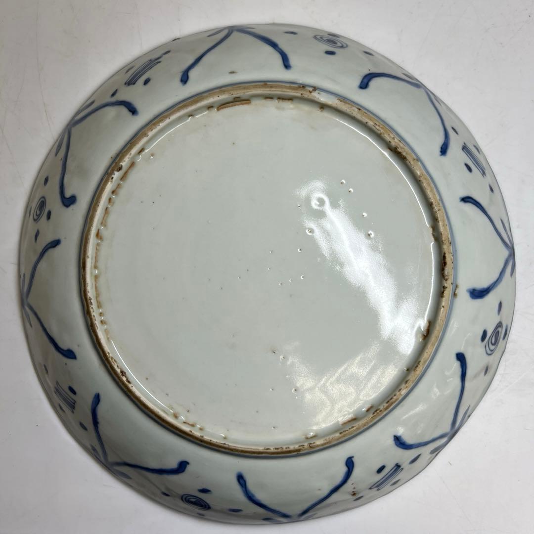 中国明時代 上手古染付 芙蓉手 中皿 木箱付 東キ8-0212⑧ トコカト