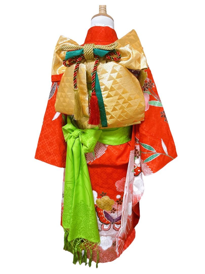 本格正絹♡七五三　7歳　女の子　フルセット　一式　赤系　ゴールド