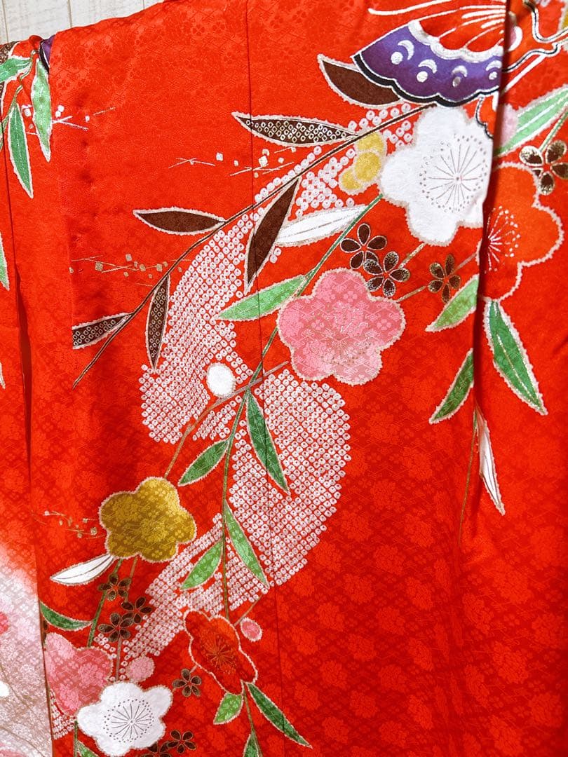 本格正絹♡七五三　7歳　女の子　フルセット　一式　赤系　ゴールド