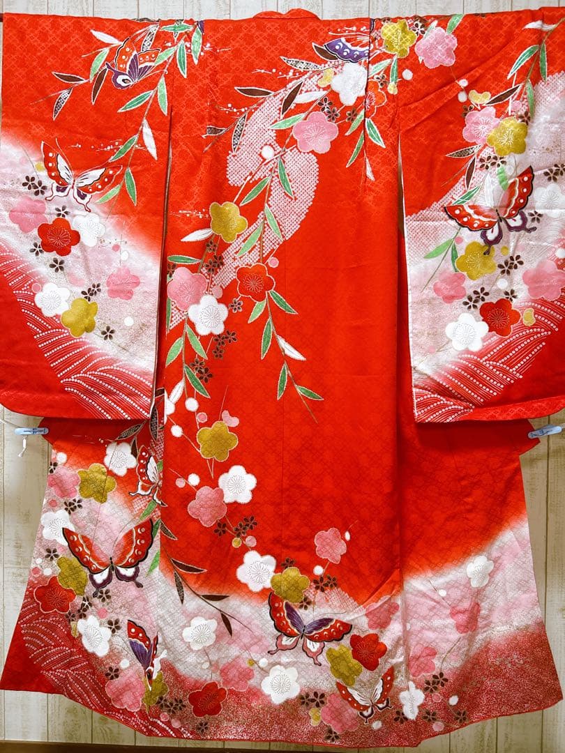 本格正絹♡七五三　7歳　女の子　フルセット　一式　赤系　ゴールド