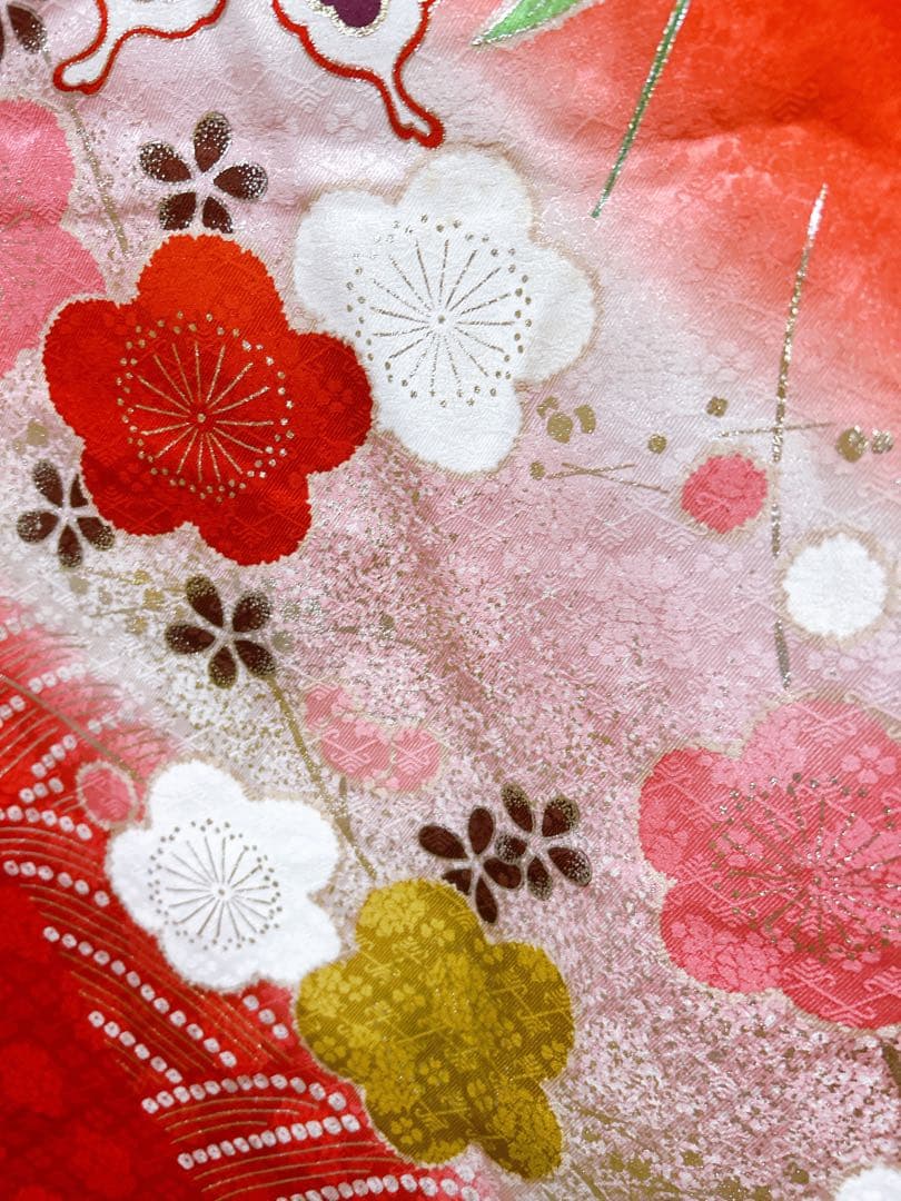 本格正絹♡七五三　7歳　女の子　フルセット　一式　赤系　ゴールド