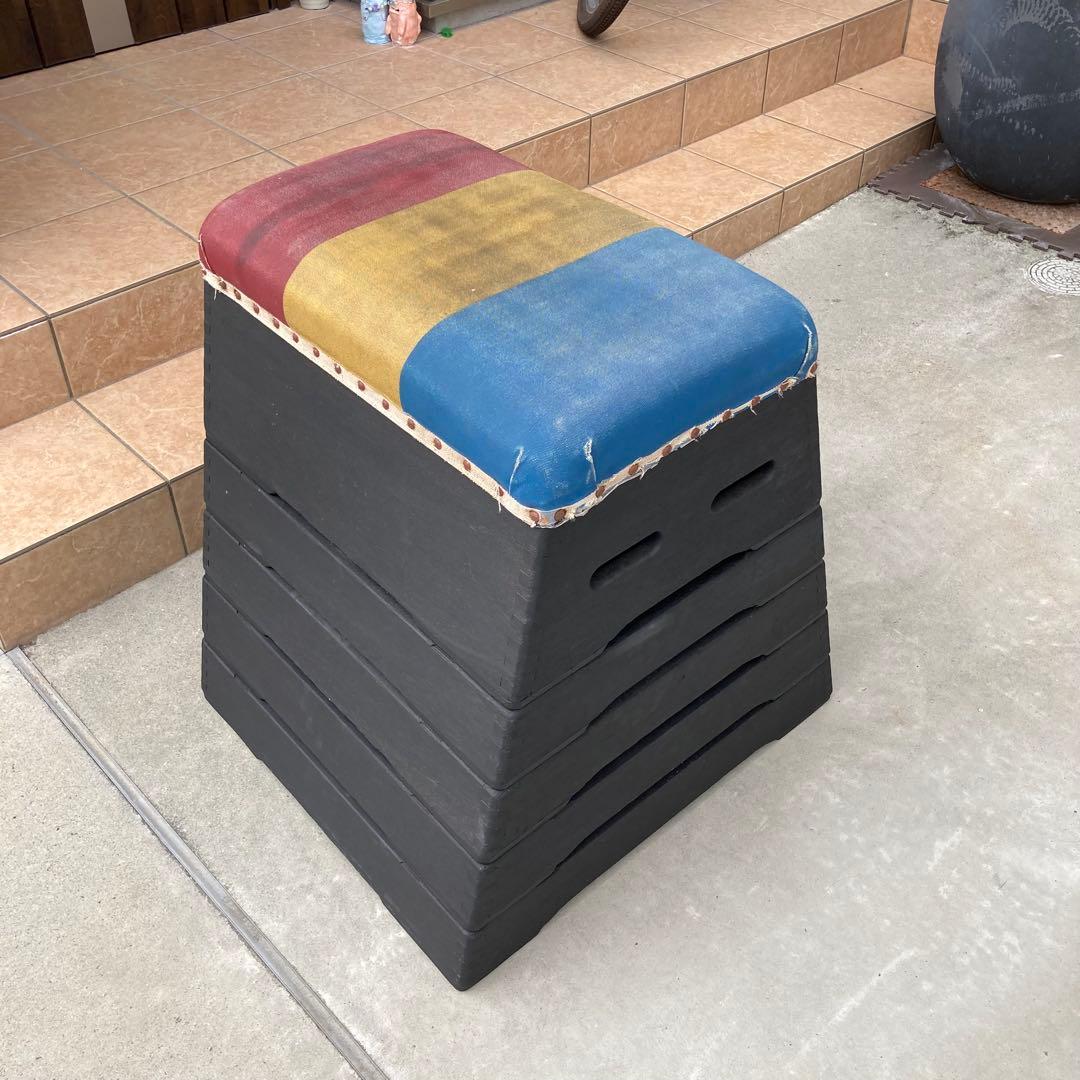 【希少】跳び箱テーブル　イス　ベンチ　本物　リメイク　アンティーク