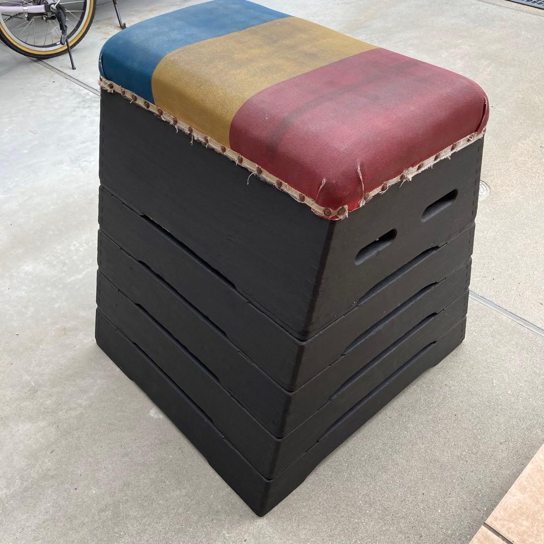 【希少】跳び箱テーブル　イス　ベンチ　本物　リメイク　アンティーク