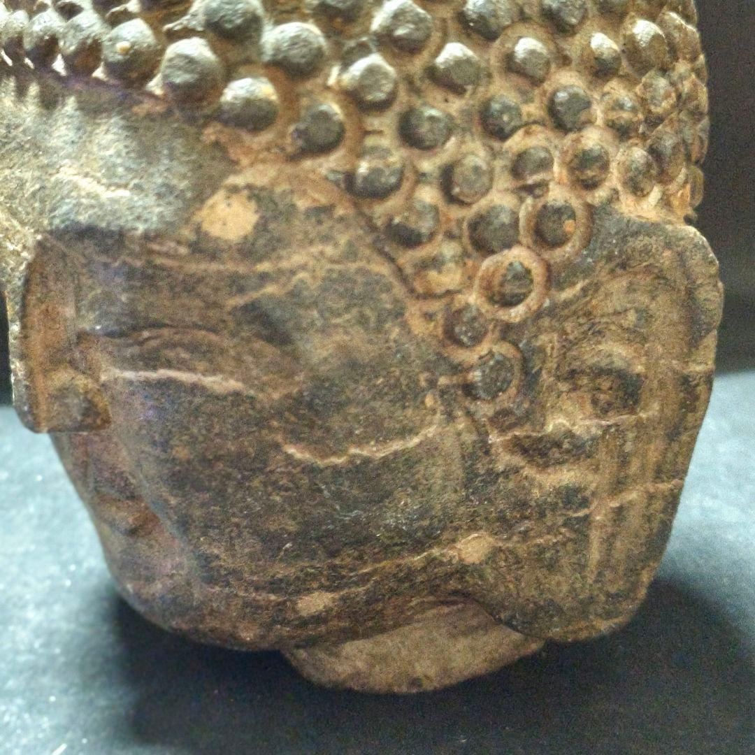 中国仏教美術 佛頭 天然石 手彫り骨董 アンティーク 石窟発掘 蒐集家放出極上品