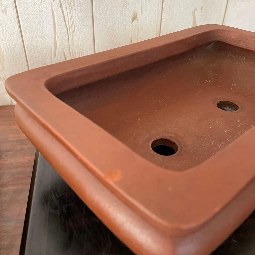 盆栽鉢　時代鉢　大正鉢　植木鉢　常滑焼　朱泥　袋式　雲足　呉推周製