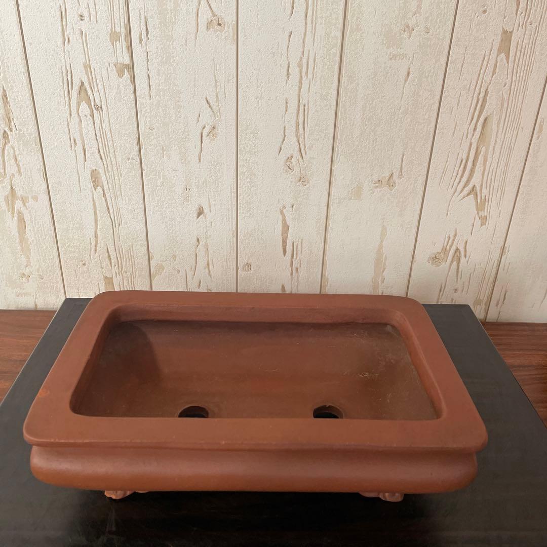 盆栽鉢　時代鉢　大正鉢　植木鉢　常滑焼　朱泥　袋式　雲足　呉推周製