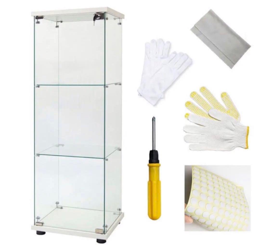 ガラスコレクションケース 3段ガラス フィギュア 棚 コレクションラック