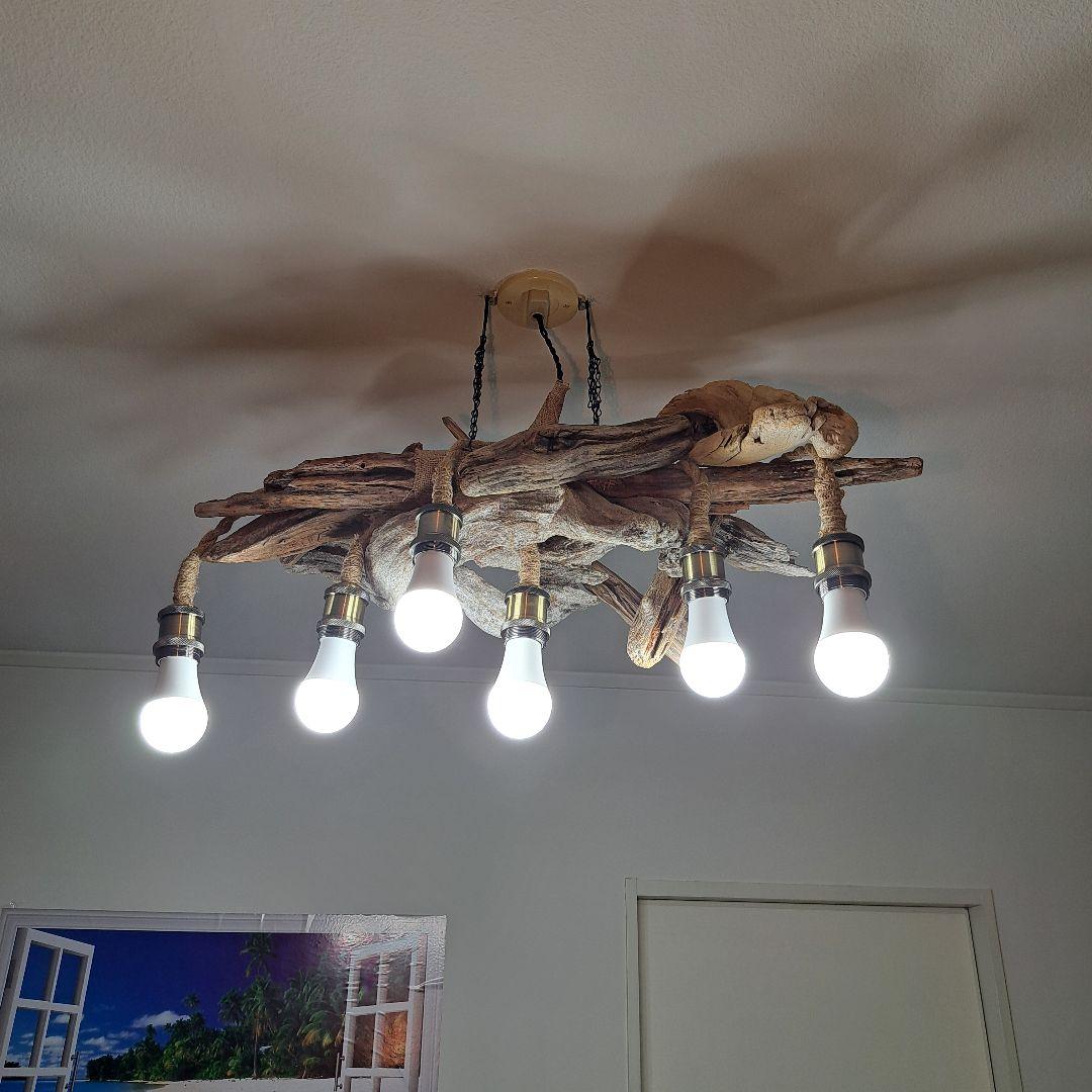 流木インテリア　LED6灯付　ヴィンテージソケット　6～15帖　リビングにどうぞ