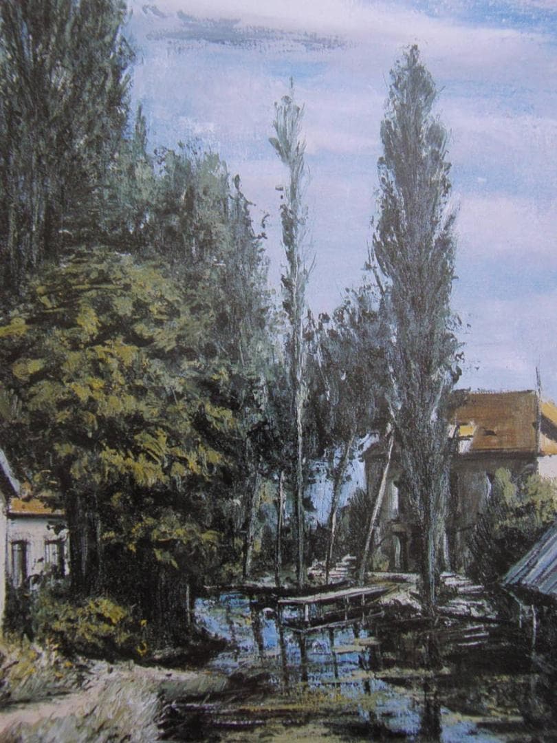 向井 潤吉、晩春白川郷、希少画集画、新品額装付