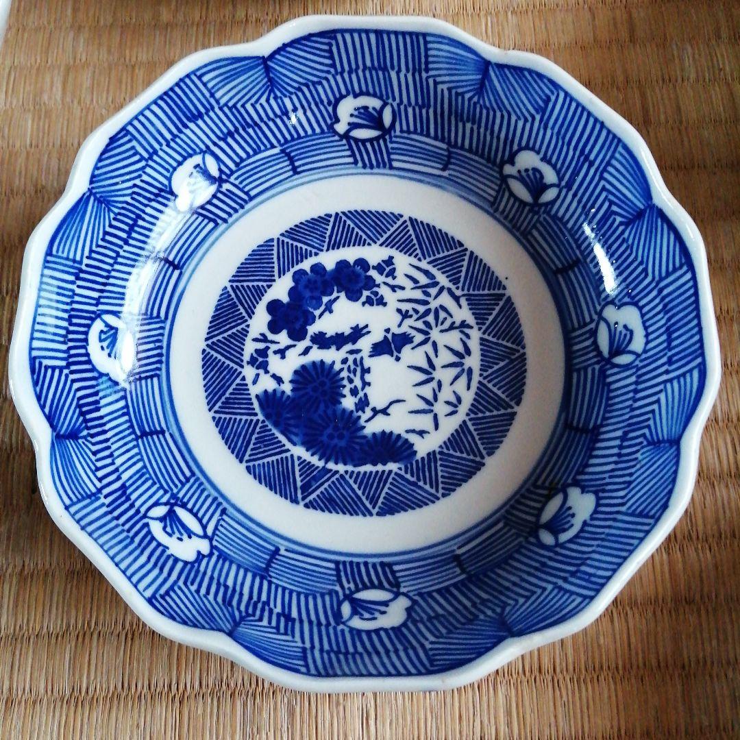 古伊万里　染付線描膾皿　20枚　14.5cm　幕末〜明治初期