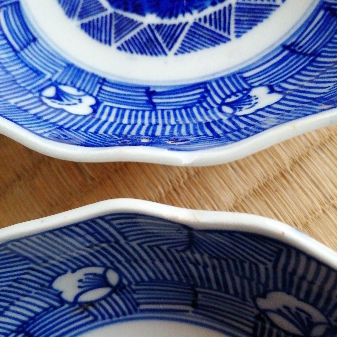 古伊万里　染付線描膾皿　20枚　14.5cm　幕末〜明治初期