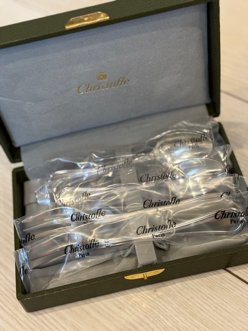 Christofle 新品未使用 ２人用 スプーン＆フォークセット 専用ケース付