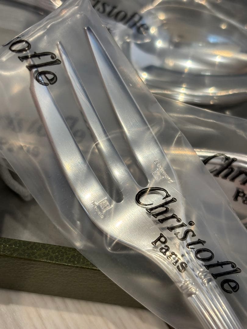 Christofle 新品未使用 ２人用 スプーン＆フォークセット 専用ケース付