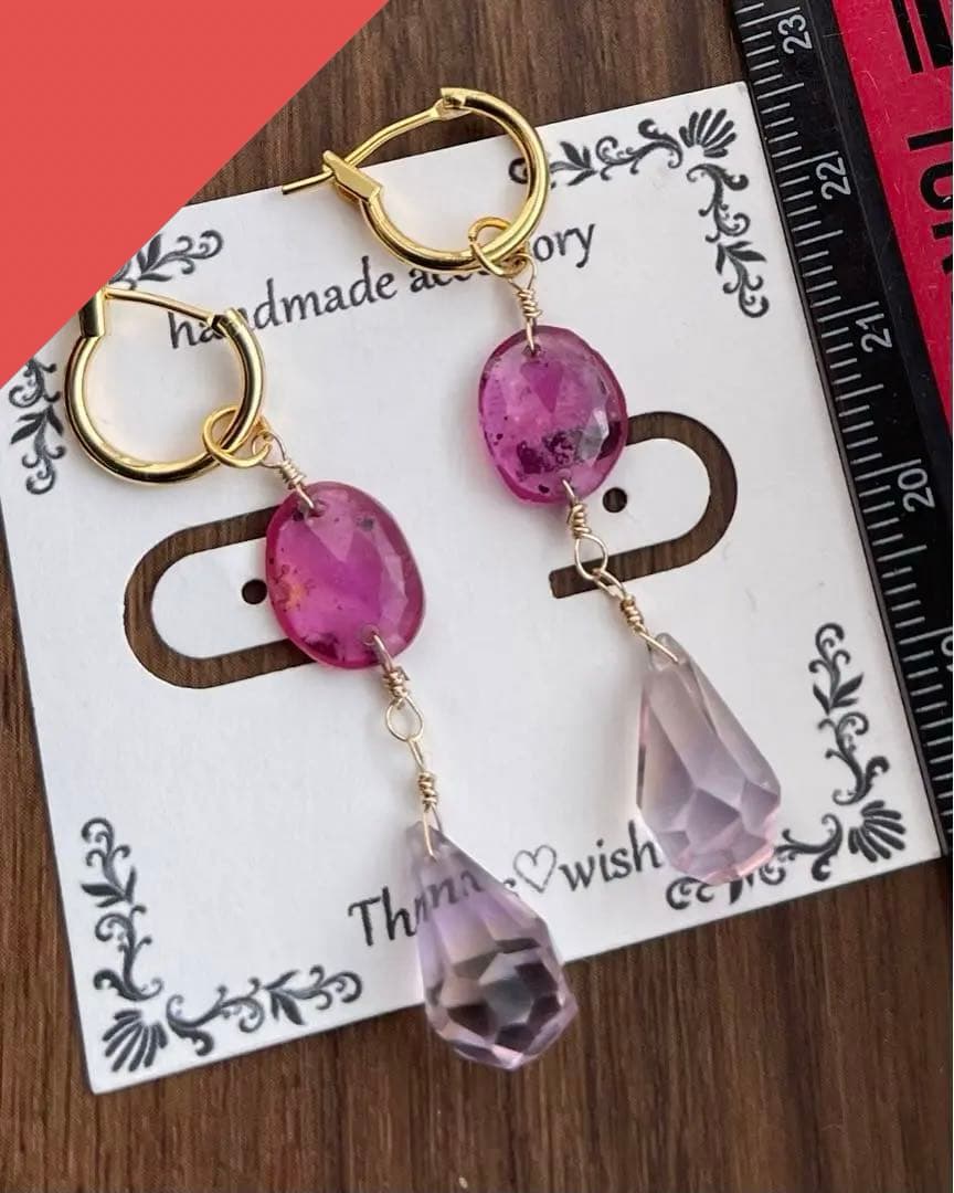 天然ルビーとアメトリンのピアスチャーム·͜· ︎︎