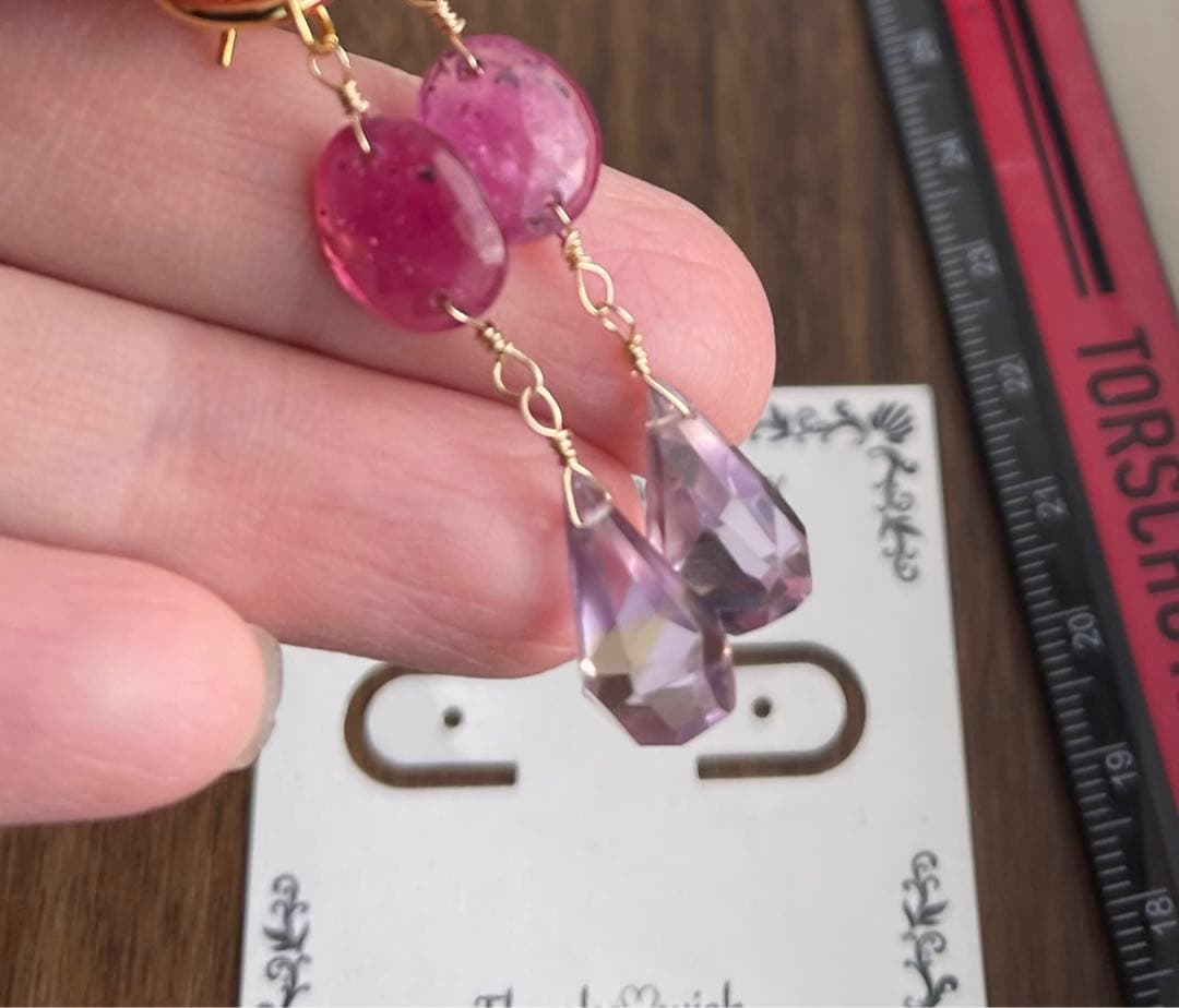 天然ルビーとアメトリンのピアスチャーム·͜· ︎︎