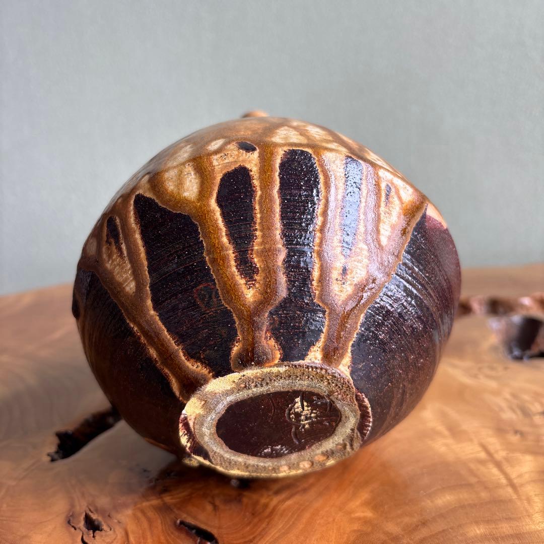 黄瀬戸花入 小崎一陽造 一輪挿し 共箱 20.5cm