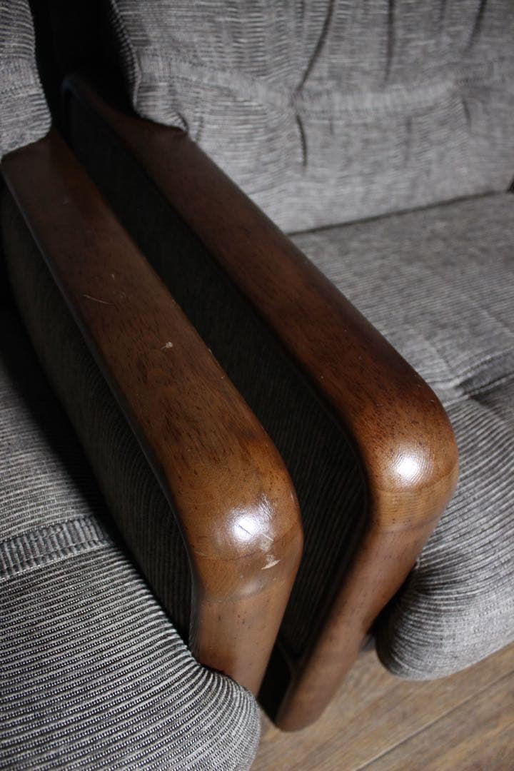 自社配達可〜カリモク20万 アームソファ ×2 ファブリック 1人掛けオールド