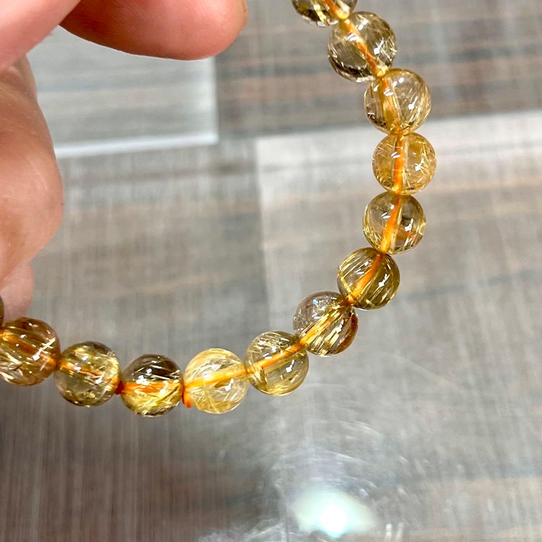 最高級　ゴールドルチルブレスレット　ギラギラ感美しい　ルチルクォーツ　10