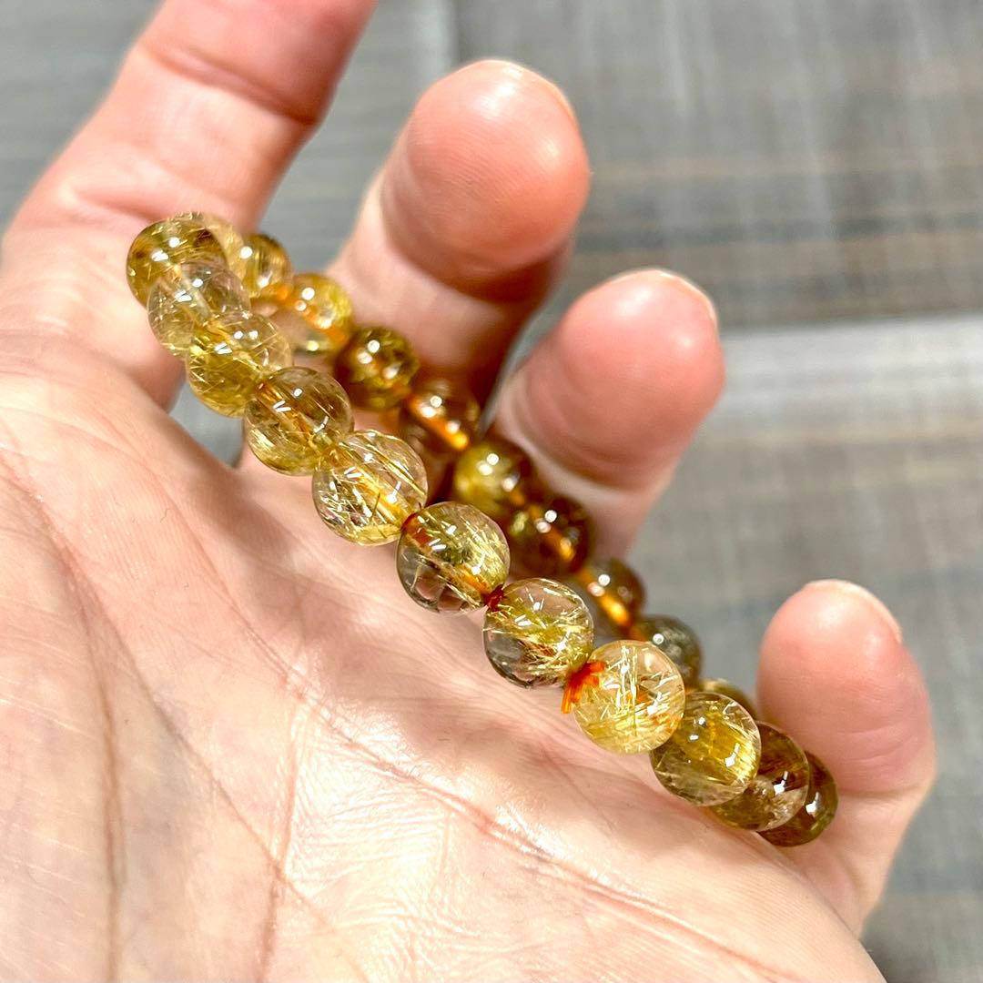 最高級　ゴールドルチルブレスレット　ギラギラ感美しい　ルチルクォーツ　10