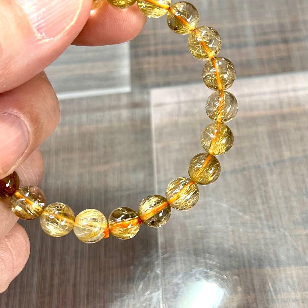最高級　ゴールドルチルブレスレット　ギラギラ感美しい　ルチルクォーツ　10