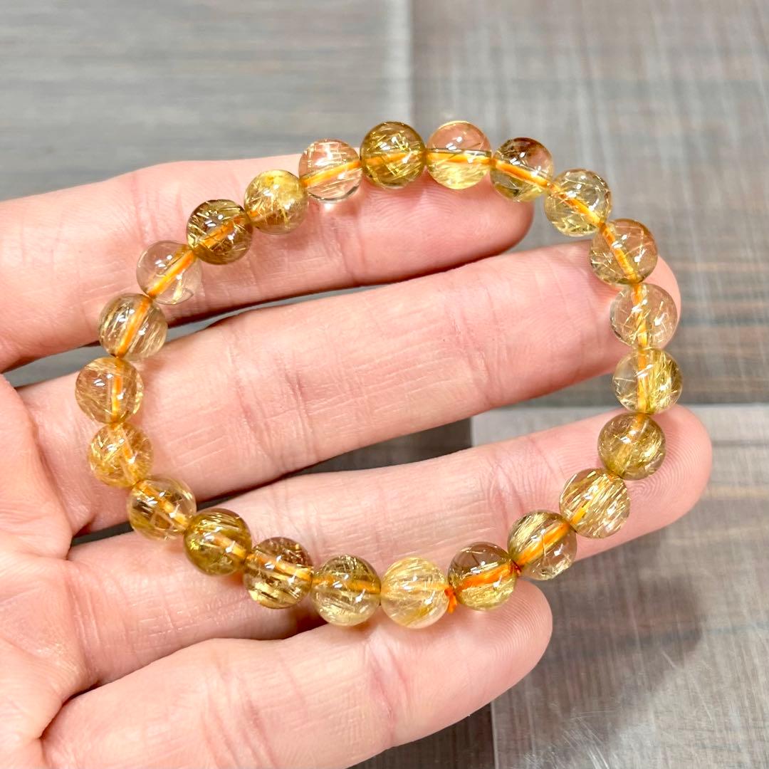 最高級　ゴールドルチルブレスレット　ギラギラ感美しい　ルチルクォーツ　10