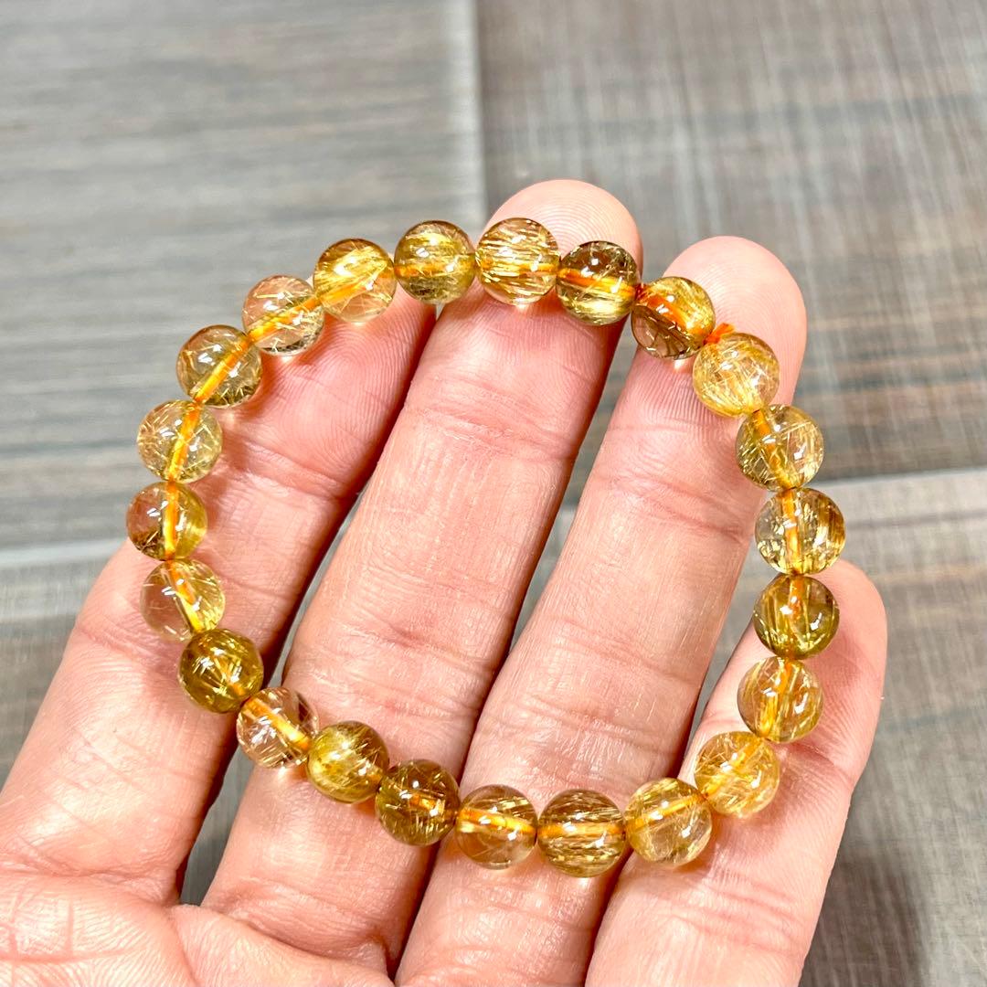 最高級　ゴールドルチルブレスレット　ギラギラ感美しい　ルチルクォーツ　10