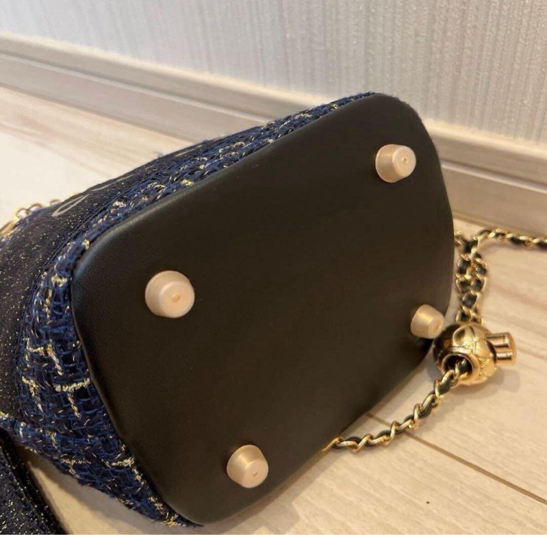 希少・レア・非売品 CHANEL ノベルティ ネイビー ツイード バケット