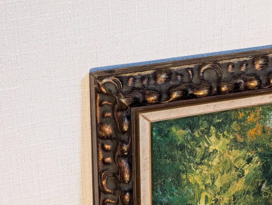 【真作】絵画　油彩　峡谷の清流　雄大な自然　迫力ある風景アート　Z28