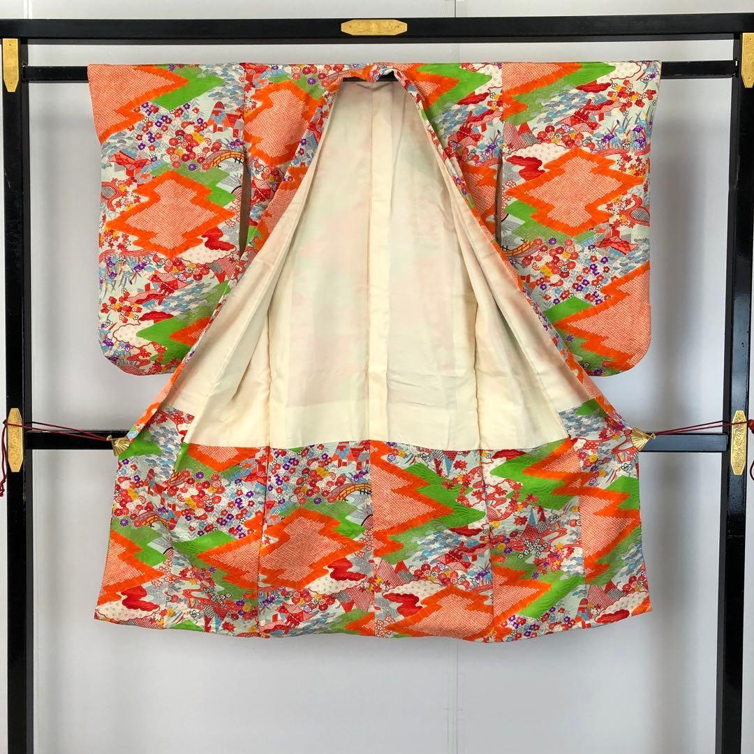 子供着物 七五三 3歳 松皮菱 花模様 絞り模様 CK-7378