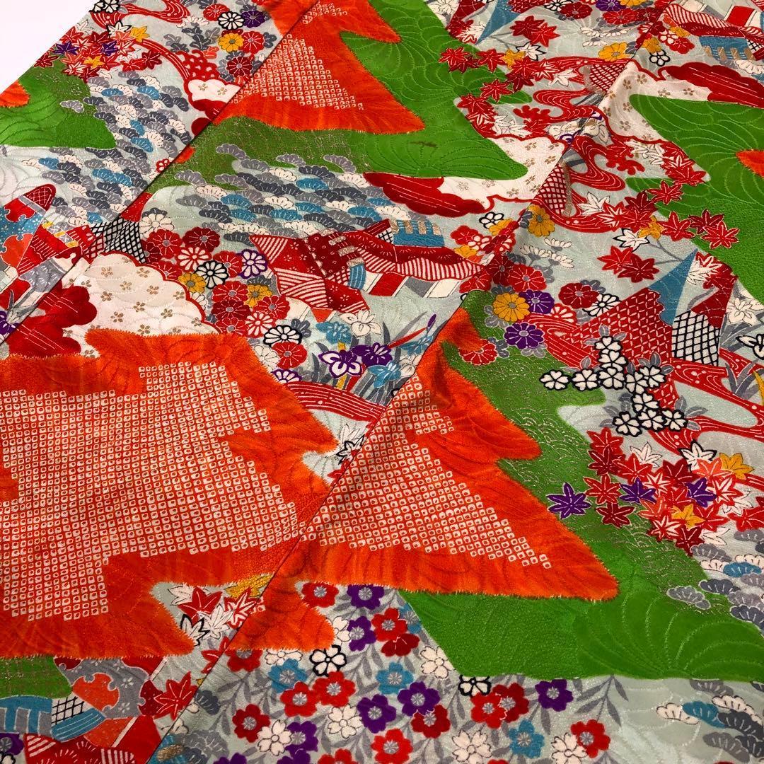 子供着物 七五三 3歳 松皮菱 花模様 絞り模様 CK-7378