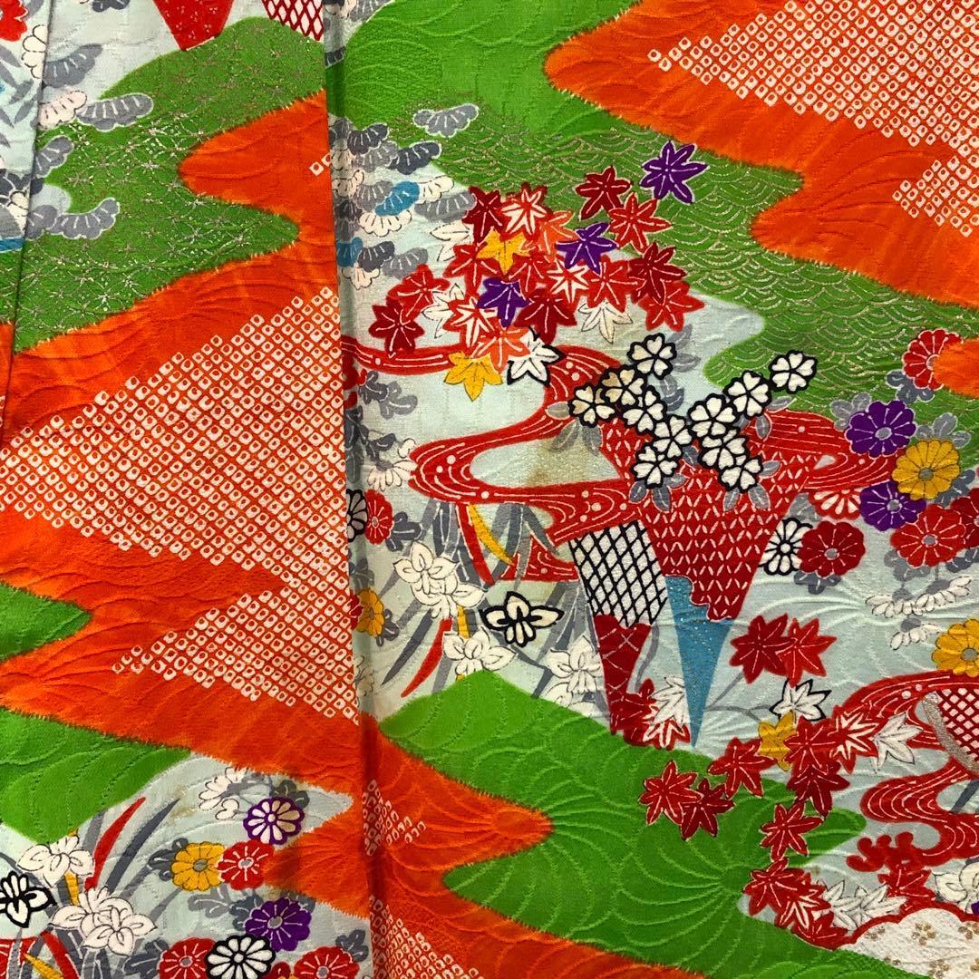 子供着物 七五三 3歳 松皮菱 花模様 絞り模様 CK-7378