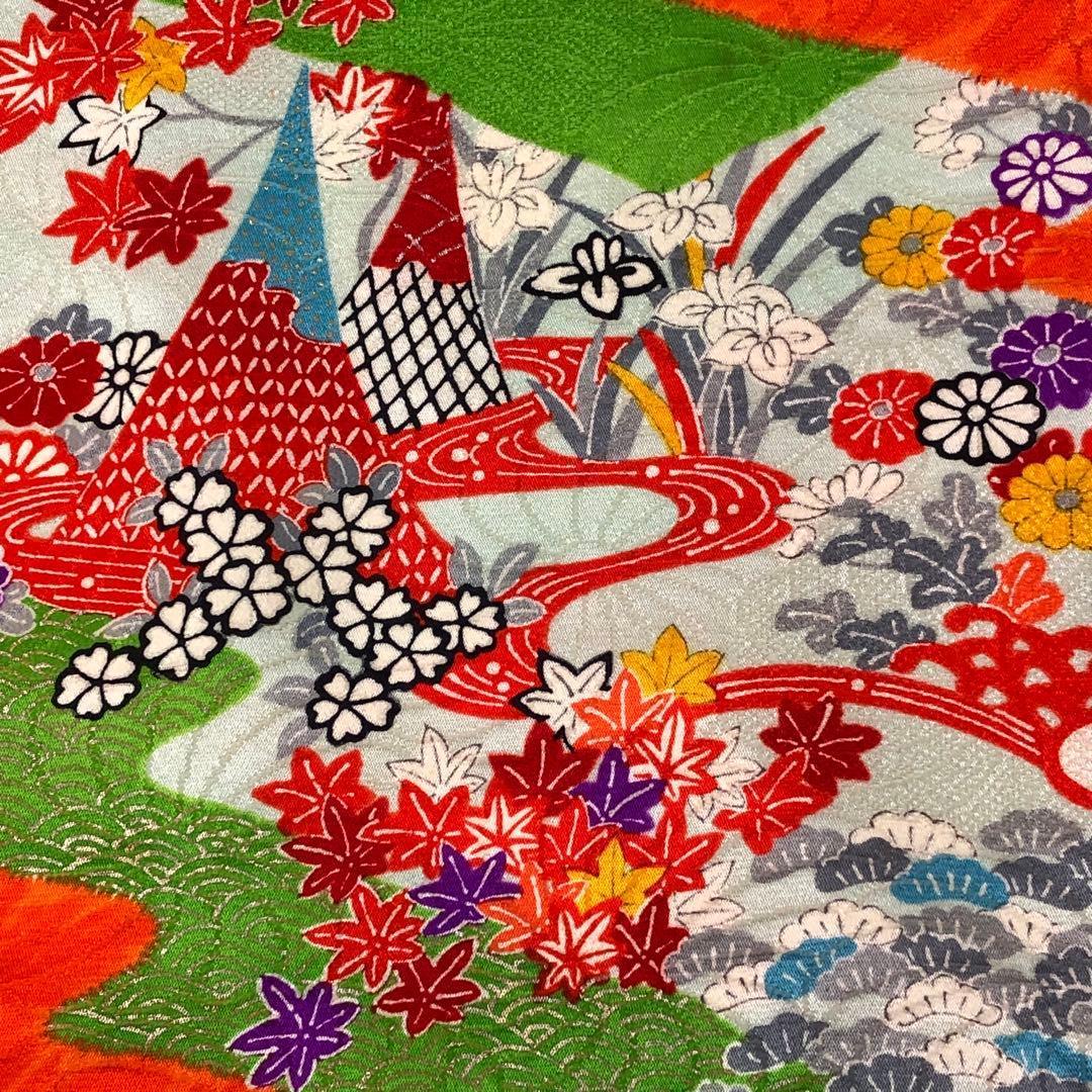 子供着物 七五三 3歳 松皮菱 花模様 絞り模様 CK-7378