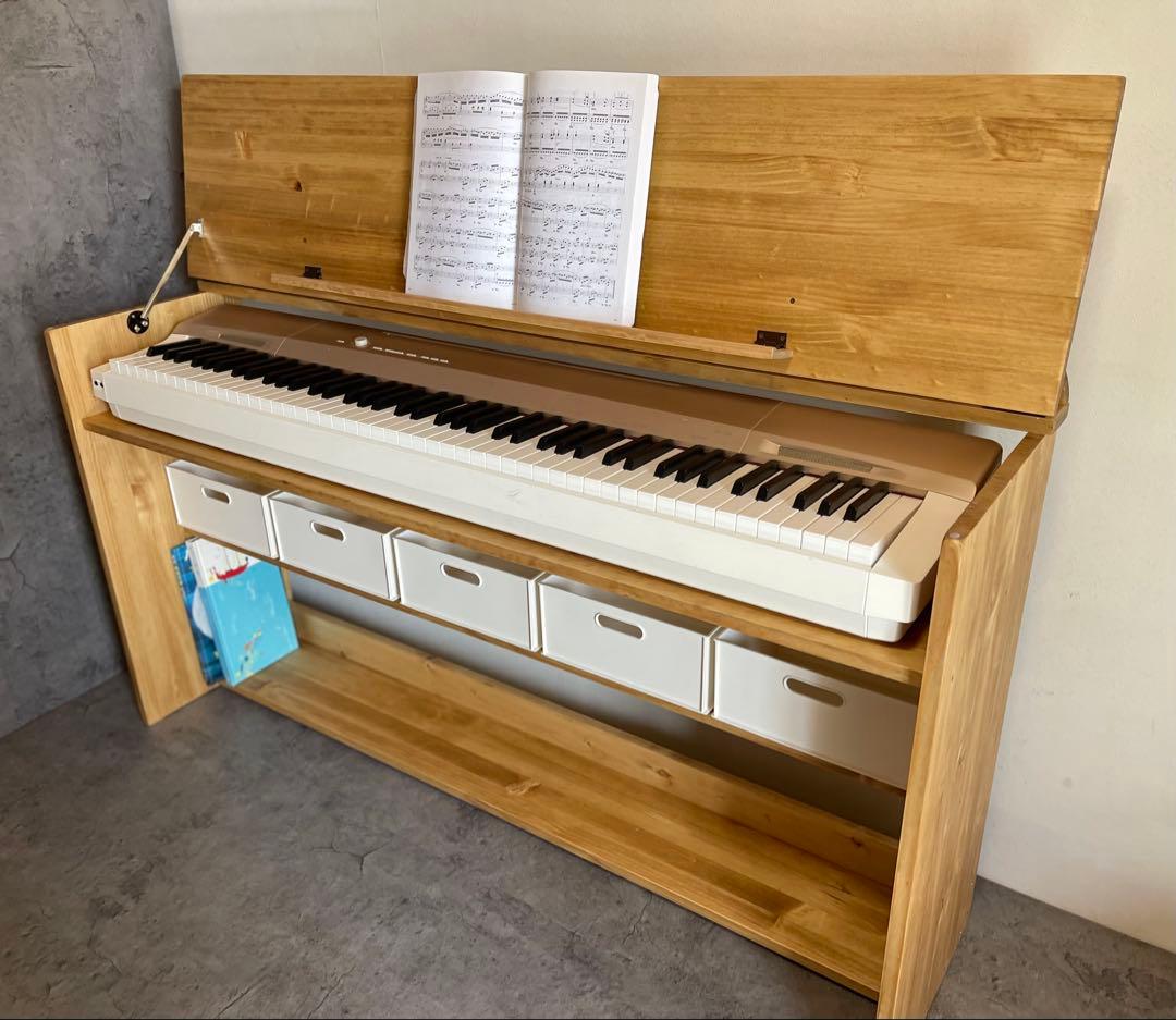 【組立不要！完成品！サイズオーダー可能】電子ピアノ、キーボード台&勉強机&ラック