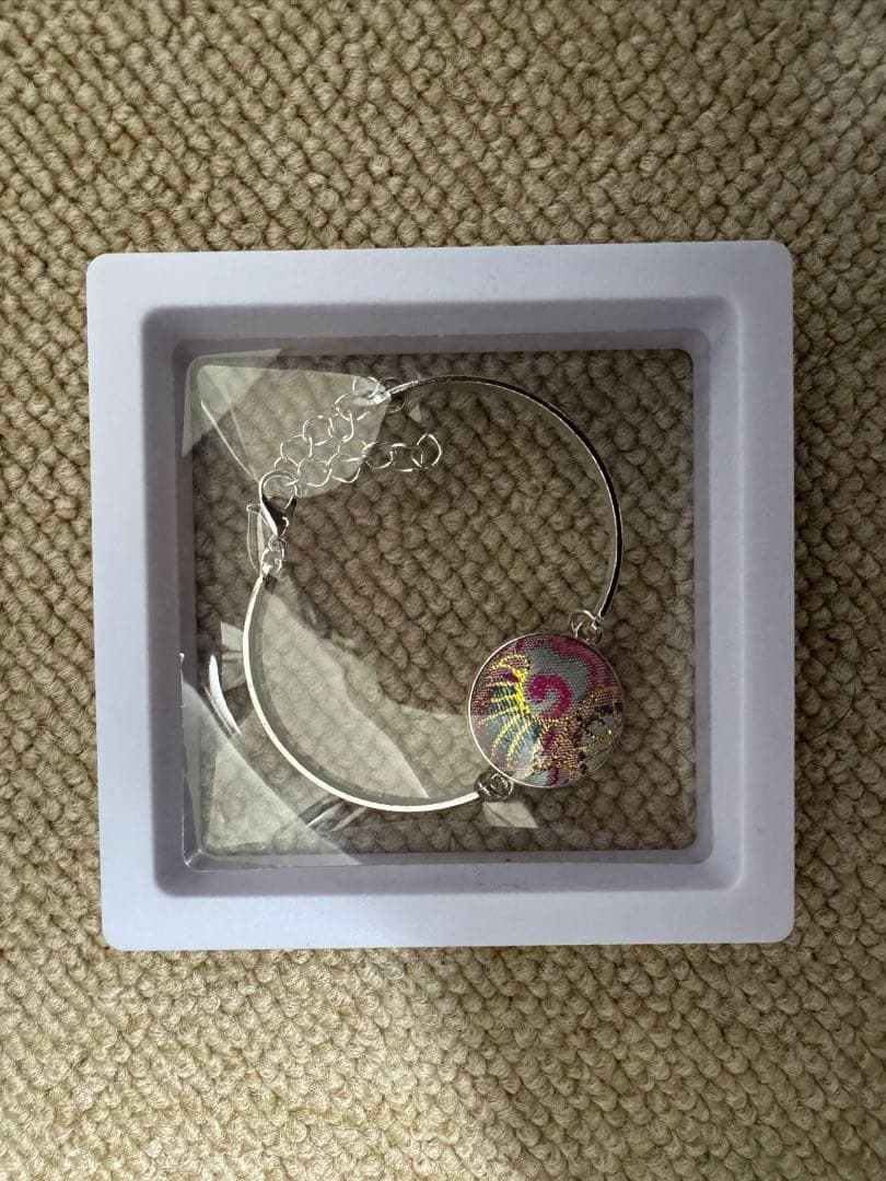 【唯一無二】ハンドメイド　宋錦　花柄の手鏡とアクセサリーセット