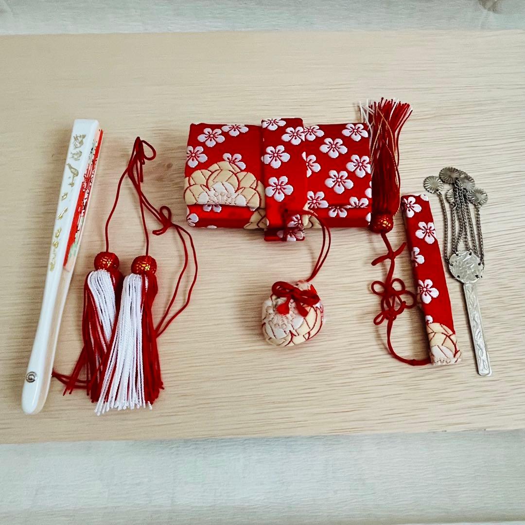 【美品】七五三　7歳セット　結び帯　草履　バッグ　ハコセコセット