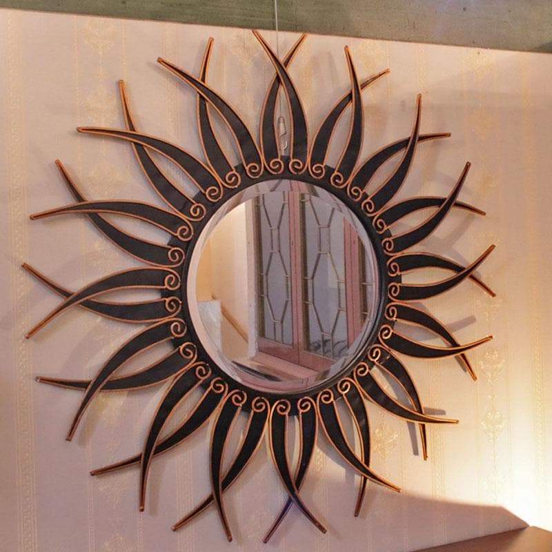 イタリア製 ブラックサン 壁掛けミラー 鏡 アイアン 120-323