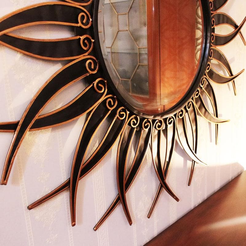 イタリア製 ブラックサン 壁掛けミラー 鏡 アイアン 120-323