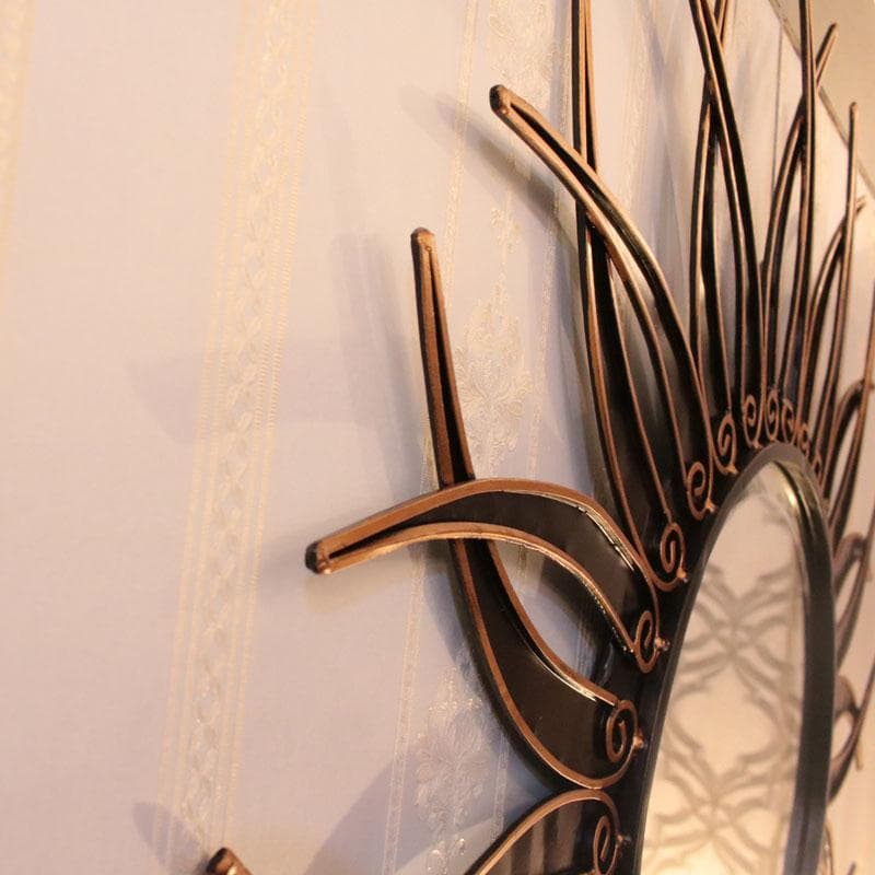 イタリア製 ブラックサン 壁掛けミラー 鏡 アイアン 120-323