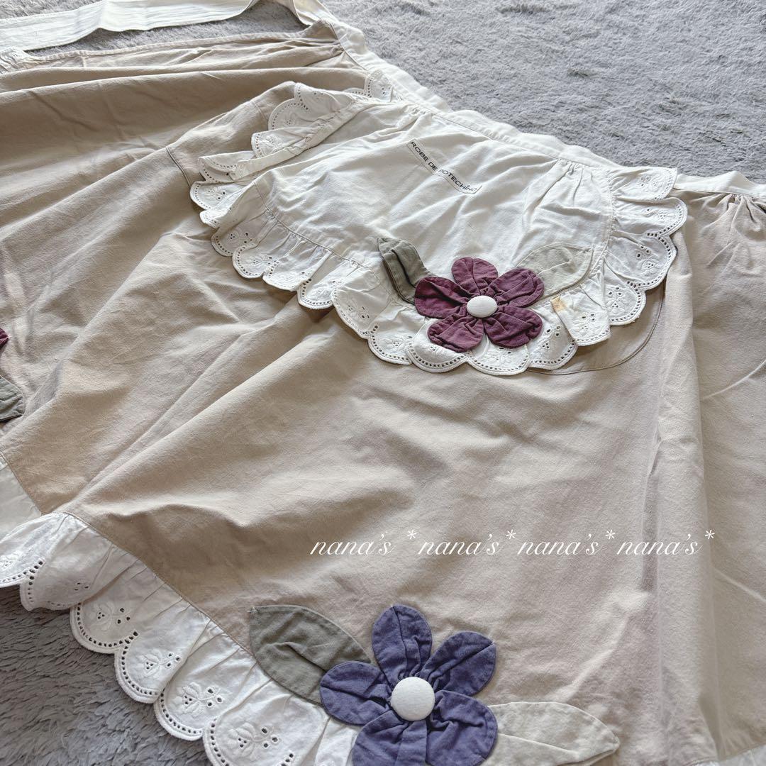 POTECHINO ポテチーノ 2段フリル お花モチーフ エプロン 前掛けレース